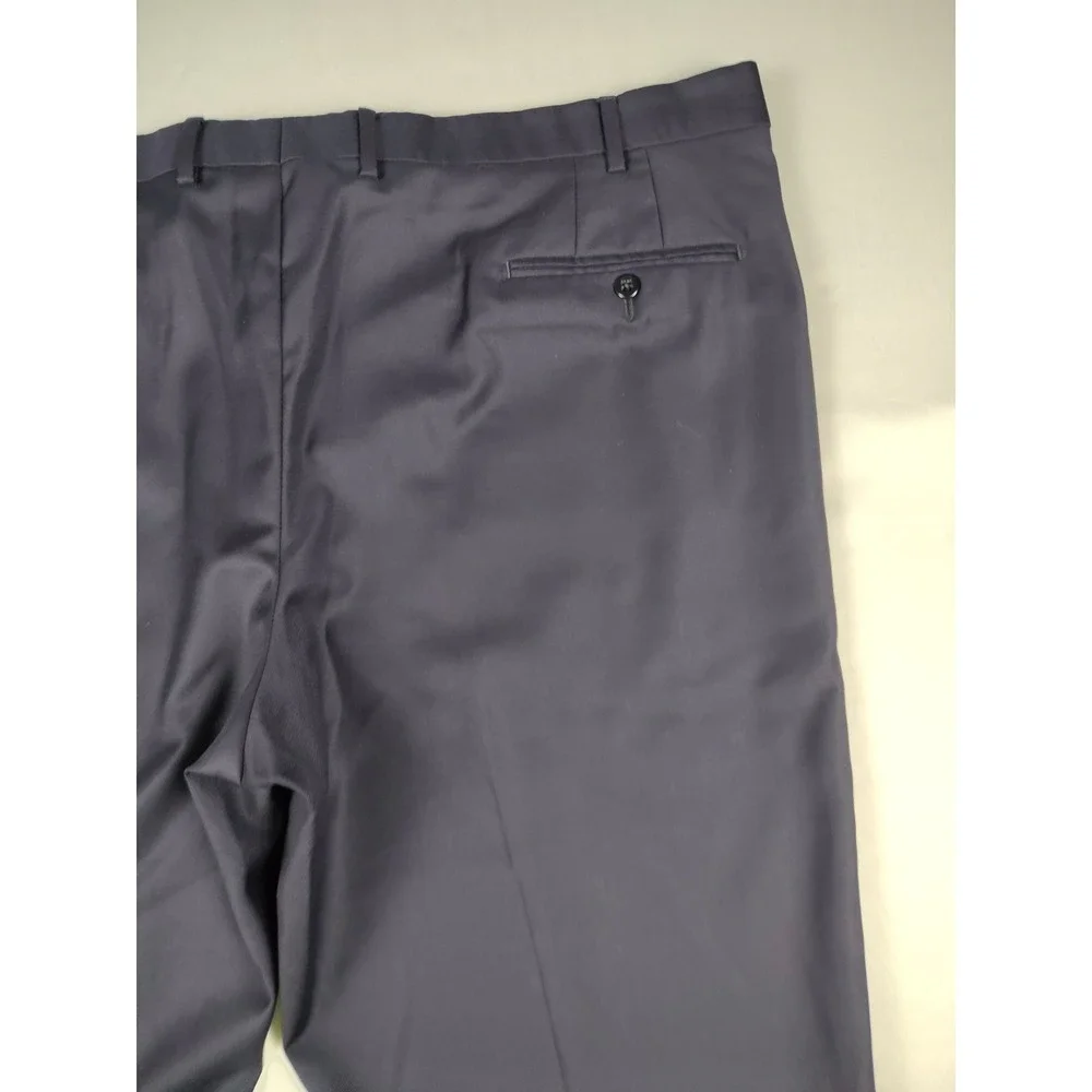 Zanella Devan 100% Wool Dress Pants Mens 46x28.5 Navy Made Italy Cuffed Office